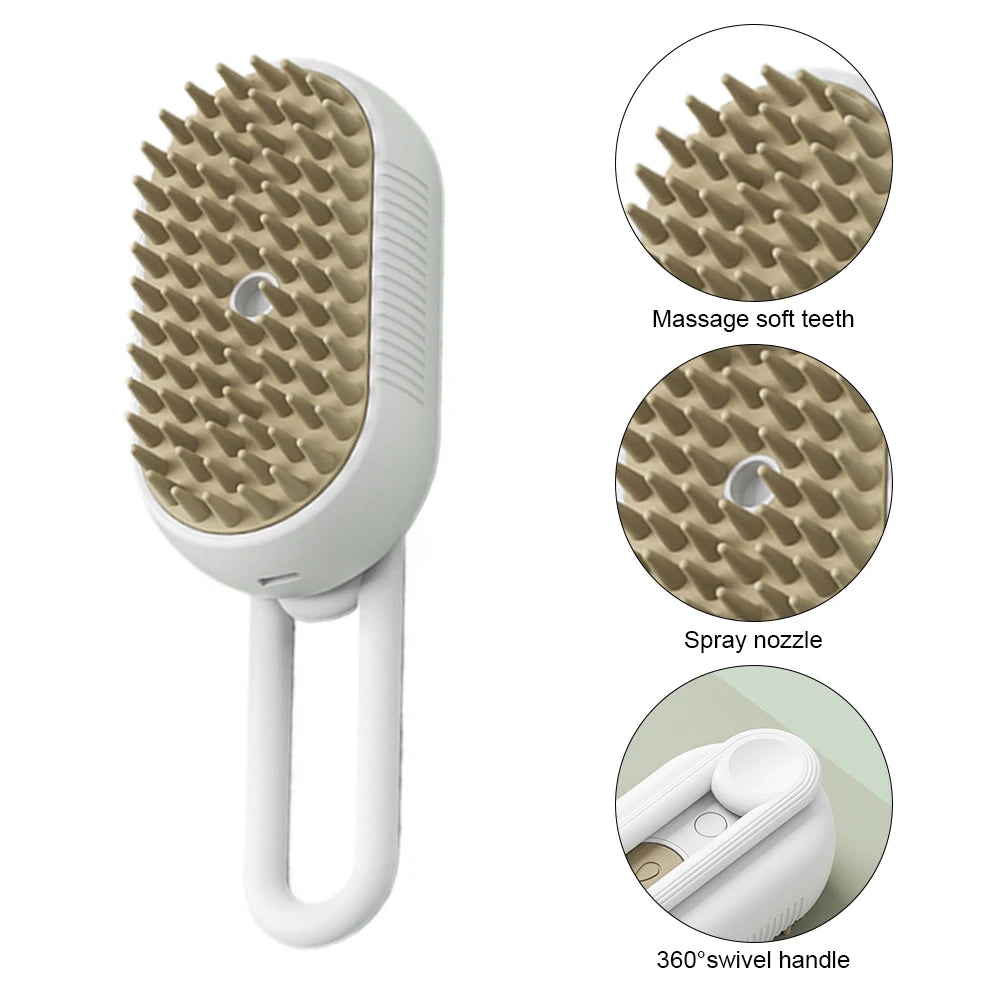 3-in-1 Electric Pet Grooming Steam Brush – Detangle, Clean & Massage with Ease!