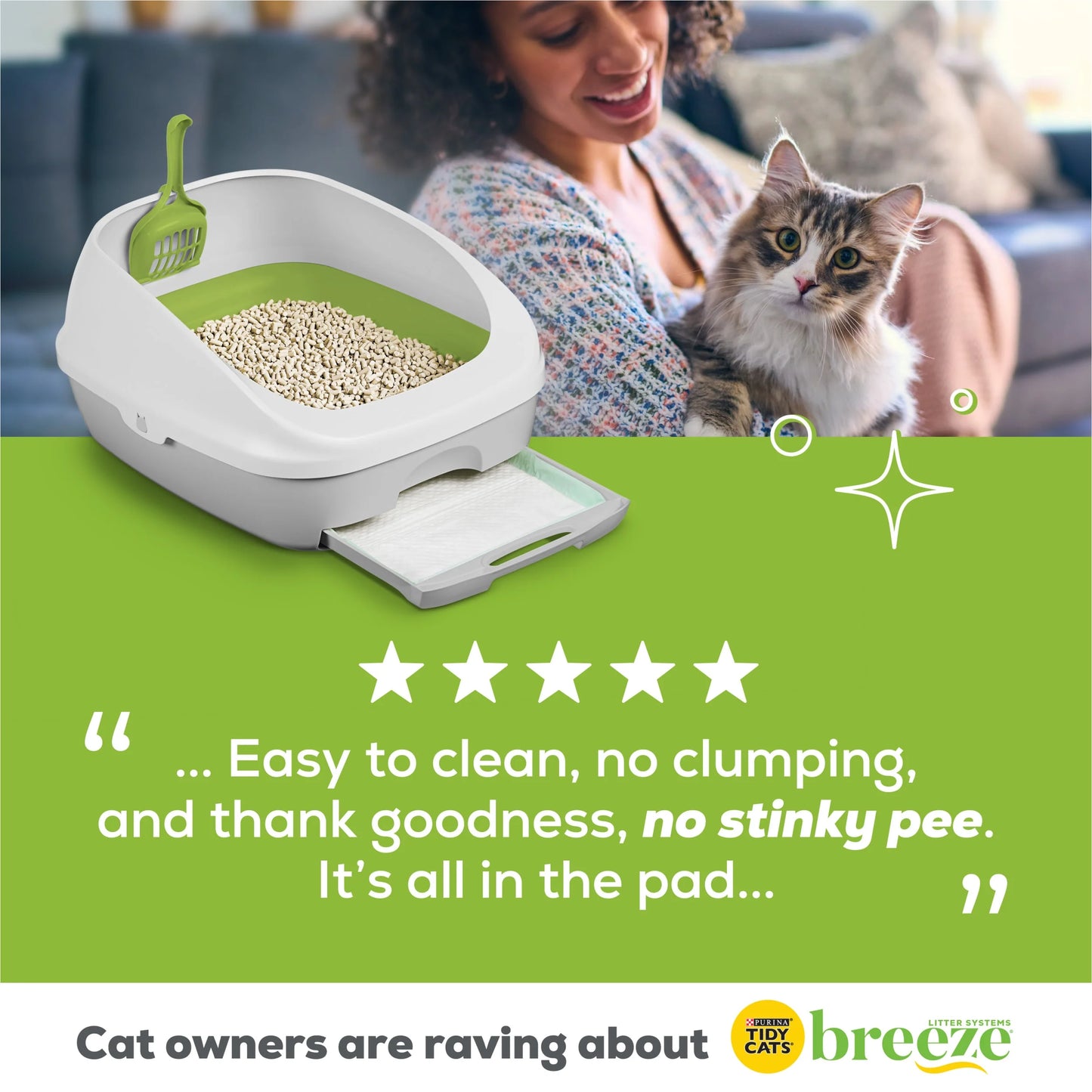 Purina Breeze Spring Clean Cat Litter Pads – Fresh Scent Refill Pack for Hassle-Free Odor Control