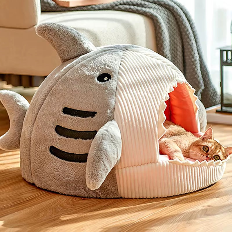 Shark Pet Cave Bed – A Cozy & Adorable Hideaway for Your Furry Friend!