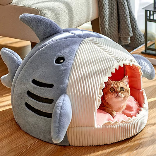 Shark Pet Cave Bed – A Cozy & Adorable Hideaway for Your Furry Friend!