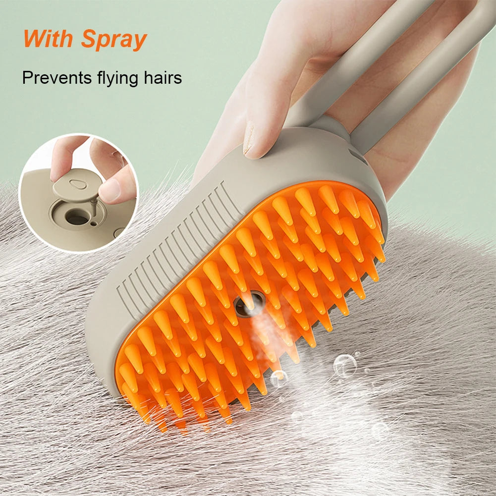 3-in-1 Electric Pet Grooming Steam Brush – Detangle, Clean & Massage with Ease!