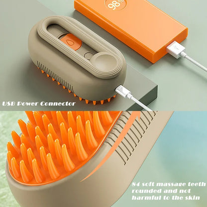 3-in-1 Electric Pet Grooming Steam Brush – Detangle, Clean & Massage with Ease!