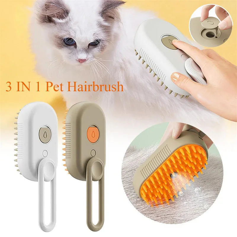 3-in-1 Electric Pet Grooming Steam Brush – Detangle, Clean & Massage with Ease!