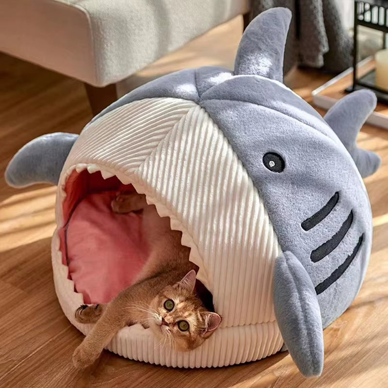 Shark Pet Cave Bed – A Cozy & Adorable Hideaway for Your Furry Friend!