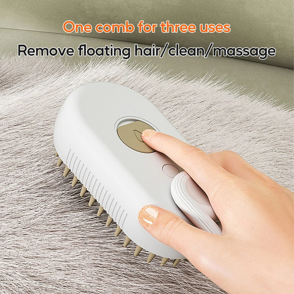 3-in-1 Electric Pet Grooming Steam Brush – Detangle, Clean & Massage with Ease!